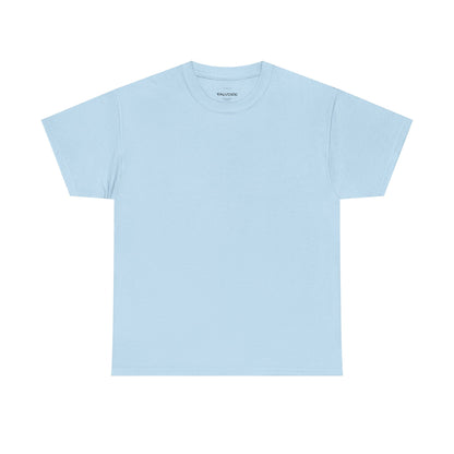 Light blue t-shirt with a white skull design on a white background