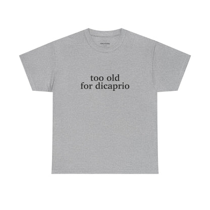 Gray t-shirt with text on a white background