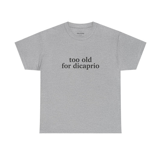 Gray t-shirt with text on a white background