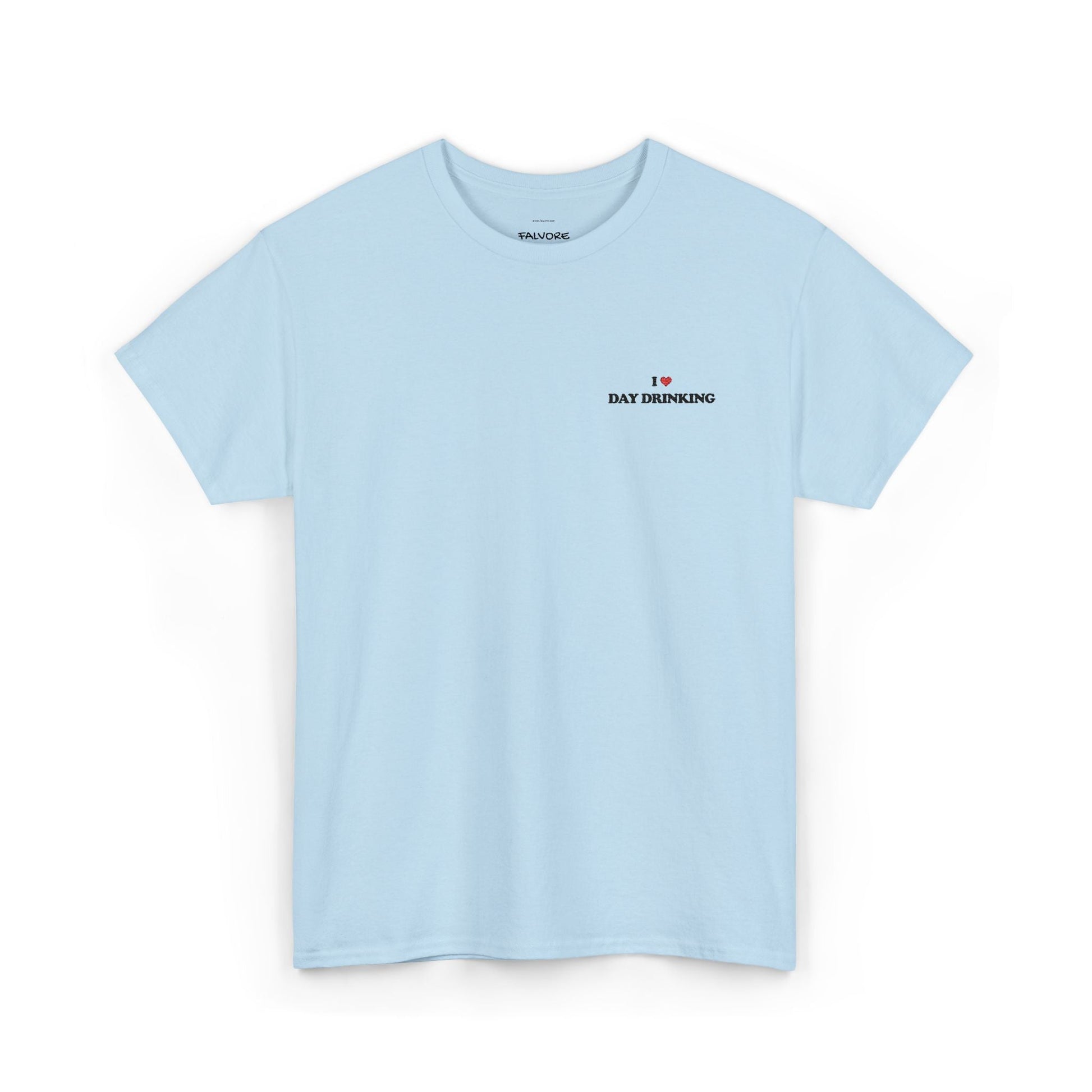 I Love Day Drinking Embroidered Tee – Funny Minimal Party Unisex T-Shirt - Falvore