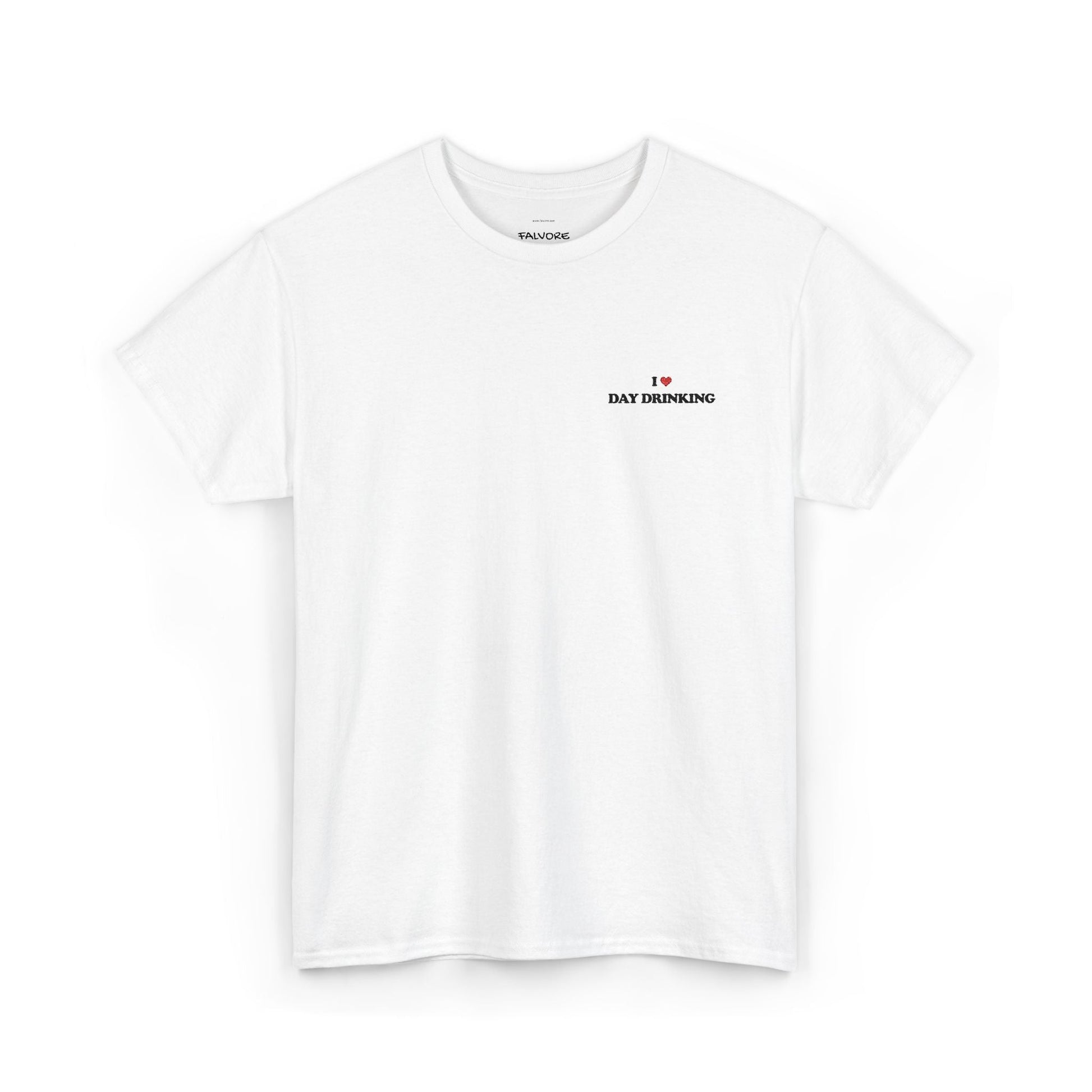 I Love Day Drinking Embroidered Tee – Funny Minimal Party Unisex T-Shirt - Falvore