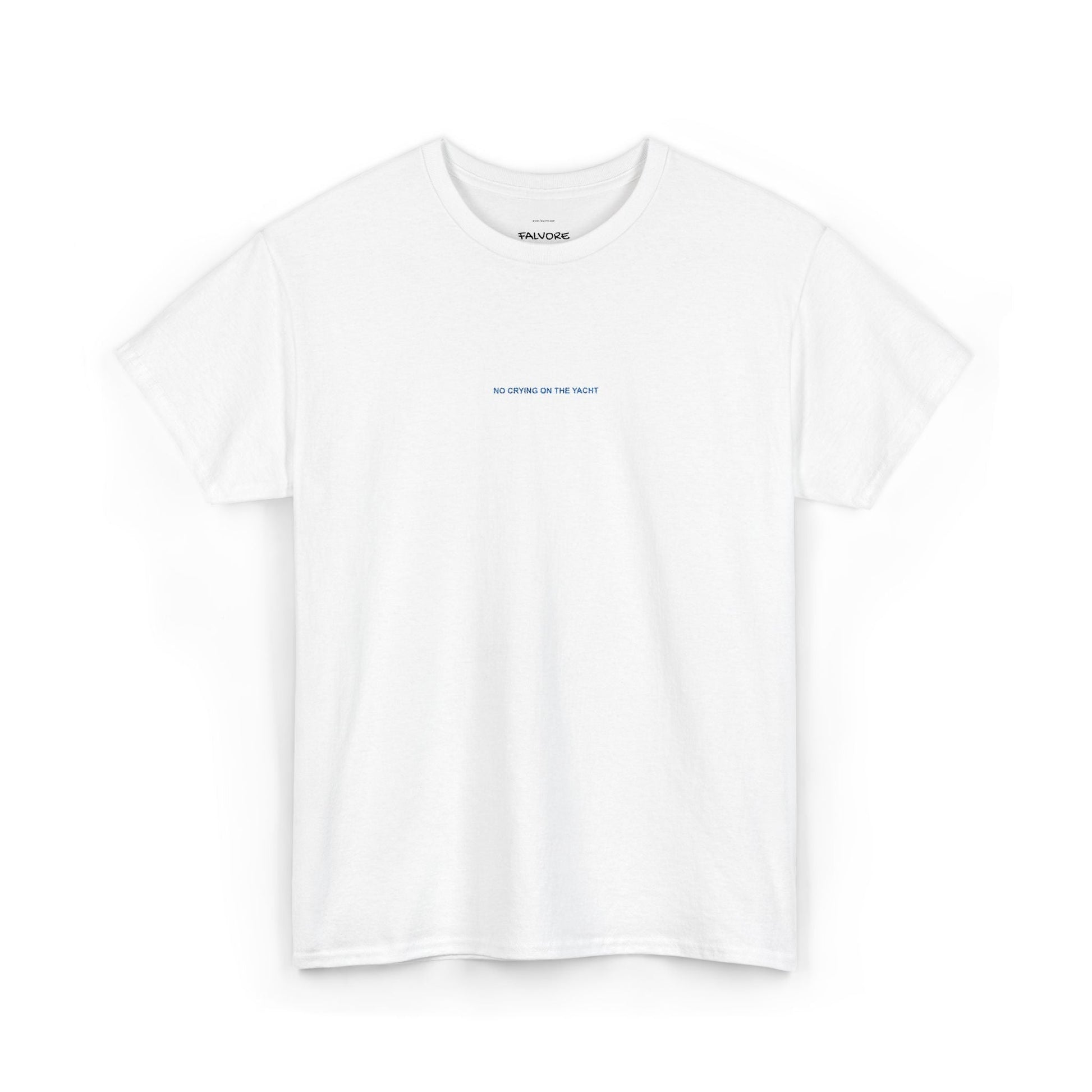 No Crying On The Yacht Embroidered Tee – Minimal Luxury Quote Unisex T-Shirt - Falvore